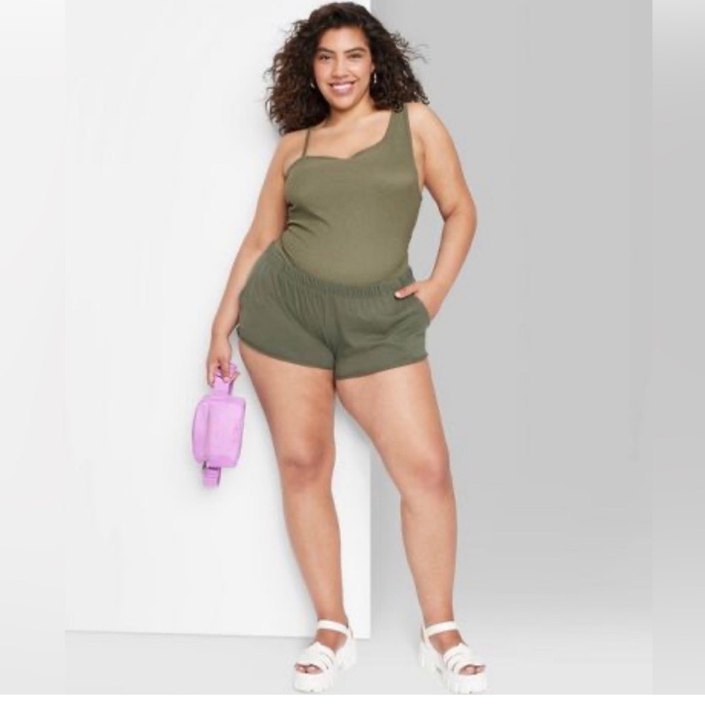 Wild Fable Olive Green Elastic Waistband Shorts